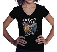 Squad Horror Movies Inspired by Stephen King Book Signature Camisa Negra de Cuello en V para Mujer Size M