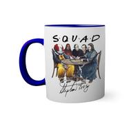Squad horror movies inspired by stephen king book signature Taza de color azul oscuro con mango a juego 330ml