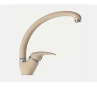 SQUADO Grifo monomando para fregadero de cocina, diseño moderno con caña curva giratoria 360°, acabado avena arena beige