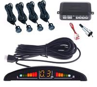 SQUADO Sensores de aparcamiento para coche, kit de 4 sensores de aparcamiento con pantalla de sonido LED LED acústico pintables, negro