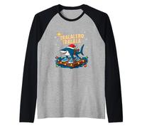 Squalo Natalizio Tralalero Tralala en Zattera Festiva Camiseta Manga Raglan