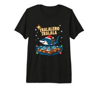 Squalo Natalizio Tralalero Tralala en Zattera Festiva Camiseta Premium