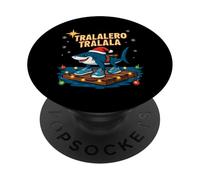 Squalo Natalizio Tralalero Tralala en Zattera Festiva PopSockets PopGrip Adhesivo
