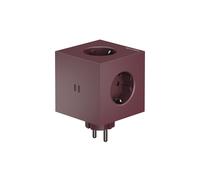 Square 2 Socket Extender & Dual USBC 30W Mulberry Red (Bauhaus)