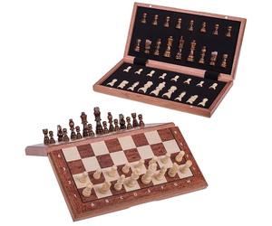 Square - Ajedrez de Madera - MAGNÉTICO 380 Caoba + 2 x Extra Damas - Tablero de ajedrez - 38 x 38 cm & Piezas de ajedrez
