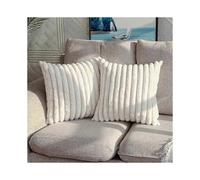 Square Couch Pillow Case, Luxury Decorations for Your Living Space, Hidden Zipper Closure & Faux Rabbit Fur