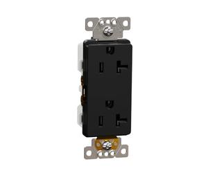 Square D by Schneider Electric Square D X Series 125-Volt Tamper Resistant Duplex Decorator Receptacle Outlet, 20 Amp, Negro mate (SQR44201BK)