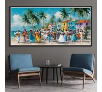 Square Diamond Painting Estilo Tropical 5D Full Drill Pintura de Diamante Fiesta Musical para Adultos 50x100cm, DIY Diamond Painting Adultos Grande para la Decoración de la Pared del Hogar (SQ721)