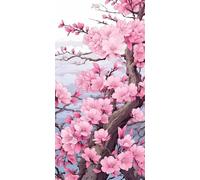 Square Diamond Painting Flor Rosa 5D Full Drill Pintura de Diamante Árbol en Flor para Adultos 90x180cm, Diamond Painting Adultos Dibujos con Diamantes para Decoración de Pared del Hogar (SQ837)