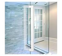 Square Door Handle Internal External Shed Gate Grab Bar/Door Hardware,Barn Door Pull Handles Black, Pantry Shower Door Pole with Complete Accessories(White,Length 100cm(39.5inch))