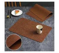 Square Double-Layer Cowhide PU Leather Placemat Texture Waterproof Heat-Resistant Table Mats Home Hotel Dining para restaurantes(Color8)