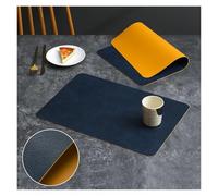 Square Double-Layer Cowhide PU Leather Placemat Texture Waterproof Heat-Resistant Table Mats Home Hotel Dining para restaurantes(Color5)