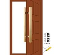 Square Entry Door Handle, Modern Pull Handles Internal Barn Push Pull Grab/Rod, Shower Gate Handles Stainless Steel, Two-Side Design(Gold,Length 60cm(24inch))