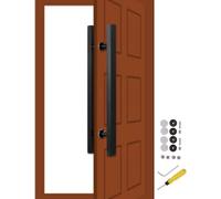 Square Entry Door Handle, Modern Pull Handles Internal Barn Push Pull Grab/Rod, Shower Gate Handles Stainless Steel, Two-Side Design(Black,Length 100cm(39.5inch))