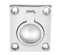 Square Floor Pull Handle Marine Boat, 48x38mm Stainless Steel Marine Flush Lift Buckle Ring, Marine Yacht Drawer Door Handle, 4 Pcs M4 Screws