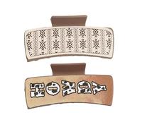 Square Hair Fixed Claw Clip, Western Print Design | Classic Cowboy Style Strong Hold Jaw Clip for Work, Travel, Dating, Parties, Casual & Formal Hairstyling Accessories