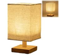 Square Lantern Bedside Lamp,Modern Minimalist Bedroom Table Lamp with USB Power Supply,Linen Shade,Touch Dimming,Living Room Study Nightstand Decorative Light (Yellow-C)