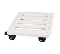 Square Large Potted Plant Caddy,Heavy Duty Iron Garden Flower Pot Planter Mover,Metal Planter Trolley Saucer Moving Tray,Machine Base,Iron Pot Coaster On Wheels (White 40(Black-30Cm)