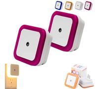 Square Light-Controlled Night Light, LED Night Light Plug in Wall, Smart Motion Sensor Night Lamp, Plug in Lights for Hallway, Bedroom, Bathroom, Kitchen, Stairs (2, Red Light)