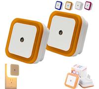 Square Light-Controlled Night Light, LED Night Light Plug in Wall, Smart Motion Sensor Night Lamp, Plug in Lights for Hallway, Bedroom, Bathroom, Kitchen, Stairs (2, Warm Light)
