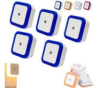 Square Light-Controlled Night Light, LED Night Light Plug in Wall, Smart Motion Sensor Night Lamp, Plug in Lights for Hallway, Bedroom, Bathroom, Kitchen, Stairs (5, Blue Light)