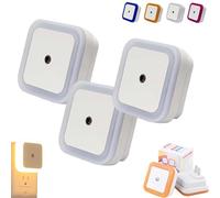 Square Light-Controlled Night Light, LED Night Light Plug in Wall, Smart Motion Sensor Night Lamp, Plug in Lights for Hallway, Bedroom, Bathroom, Kitchen, Stairs (3, White Light)