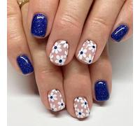 Square Nails Tips Flower Fake Glues On Stick On Press On Artificial False For Womens Girls On Nail Coffin Almond French Tip On Nail