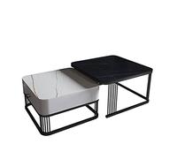 Square Nesting Coffee Tables Set with Storage Drawers for Living Room Modern Nesting Tables Sofa Side Nest of Tables End Tables for Bed Room Set of 2 with Solid Metal Frame for Small Space B (C)