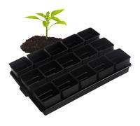 Square Nursery Pots, Resin Starter Plant Pots with Tray, 13.82x9.25x1.38 Inches Lightweight Planter Container, Herb Planter Pot for Garden, Patio, Courtyard, Work Area, Balcony