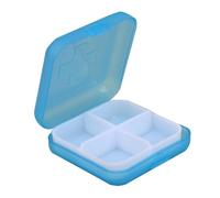 Square Pill Organizer - Daily Four-Compartment Medicine Box, Clear -Closing, Compact Lightweight + Durable Build, Reliable Safe, For, Fish Oils, Travel, Purse & Daily Use