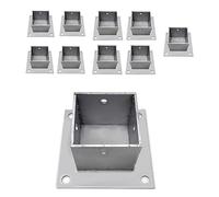 Square Post Base with Fittings for Mailbox | Post Shoe for Railing(Silver-10 Pcs,40x40 mm (1.6x1.6 in))