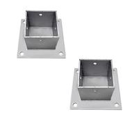 Square Post Base with Fittings for Mailbox | Post Shoe for Railing(Silver-2 Pcs,40x40 mm (1.6x1.6 in))