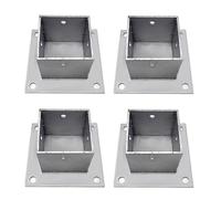 Square Post Base with Fittings for Mailbox | Post Shoe for Railing(Silver-4 Pcs,40x40 mm (1.6x1.6 in))