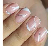 Square Press On Nails Falsos De Brillo Falso En Acrílico Artificial 24 Piezas PCS Para Las Mujeres Diseño De Niñas Falsas