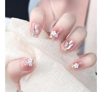Square Press On Nails Flower Rhinestones Pegos Falsos En Acrílico Artificial 12 Tamaño 24 Piezas Pegs Uñas Ataúd Almond French La Uña