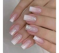 Square Press On Uñas Brillante Falso Uñas Pegado En Uñas En 12 Tamaños 24 Piezas Puntas De Uñas Francesas Para DIY Uñas Decoración Arte