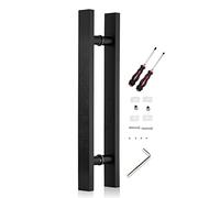 Square Push Pull Door Grab Bar/Sliding Barn Door Handles Rod,Rustic Black Door Pulls Handle Stainless Steel, 60/90/ 100/120 cm, Interior Exterior(80cm(31.5inch))