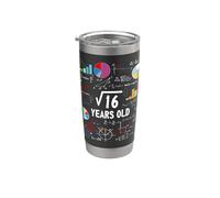 Square Root Of 16 4th Birthday 4 Year Old Boy Math Lover Vaso térmico de acero inoxidable de doble pared