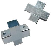 Square Tube Fitting for 1 1.25 1.5 2 In Square Tubing Fence Guardrail End Rails Clamps, 8 12 20 Pcs 4 Way Cross Square Tube Connector, Cross-4 Way Square Tubing Connector(Silver-15pcs,20x20mm)