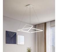 Square Two-Tier LED Chandelier Minimalist Hanging Linear Pendant Light Aluminium Lighting Decoration 3000K-6000K Dimmable Droplight for Breakfast Bar Kitchen Island