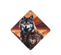 Square WZYWHJ - Juego de 6 fragancias para coche, diseño de tótem de lobo con fuego, ambientador para coche