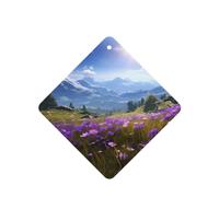 Square WZYWHJ Naturaleza Flores Moradas Prado Montaña Impresiones Escénicas Fragancia Coche Juego de 6 Piezas Colgante Tarjeta de Fragancia Ambientador Coche