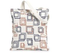 Squares - Bolsa de lona para mujer, geométrica moderna, rectángulos, líneas, ninguna, azul marino, lavable, reutilizable, pequeña, ideas para viajes, trabajo, compras, librería, 13 x 15 pulgadas