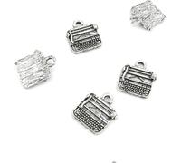 SquarezhenBo 5 dijes de plata envejecida para hacer joyas, máquina de escribir, encontrar a la moda para collares, pulseras, colgantes, pendientes, bisutería, 1, Metal, No es una piedra preciosa