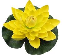 SquarezhenBo Adorno de flor de loto artificial amarilla flotante para el hogar, jardín, patio, estanque, acuario, piscina, decoración de boda