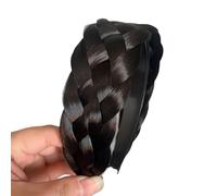 SquarezhenBo Diadema elástica trenzada para mujer, accesorios para el cabello sintético con diseño torcido y ala ancha, soporte reutilizable para cola de caballo para niñas/pelucas/uso diario, banda