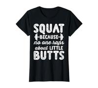 Squat Because No One Raps About Little Butts Camiseta gráfica económica, Mujer, Negro, S