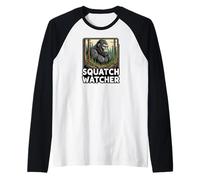 Squatch Watcher Bigfoot Forest Cryptid Hunter Design Camiseta Manga Raglan
