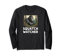 Squatch Watcher Bigfoot Forest Cryptid Hunter Design Manga Larga