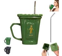Squatting Toilet Shape Ceramic Mug, Funny Squat Toilet Mug, Novelty Bathroom Prank Drinking Cup Weird Coffee Cups for Office, Coworkers, Home Desk (Green)